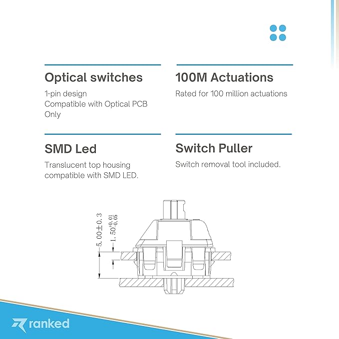 Ranked Gateron ks-15 Optical Key Switches for RGB Mechanical Gaming Keyboards | Plate Mounted (Gateron Optical Yellow 90 Pcs)