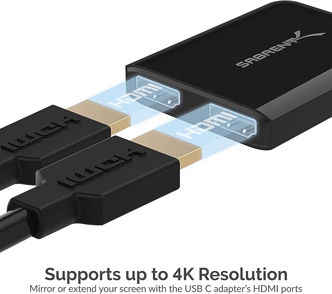 SABRENT USB Type C Dual HDMI Adapter [Supports Up to Two 4K 30Hz Monitors Compatible with Windows Systems Only] (DA-UCDH)