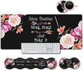 Keyboard Mouse Pad Wrist Rest Support Set Extended Black Gaming Mouse Pad Large XXL Mousepad + Ergonomic Memory Foam Wrist RestOffice Desk Mat Waterproof Writing Pad Work Hard Peony Flower