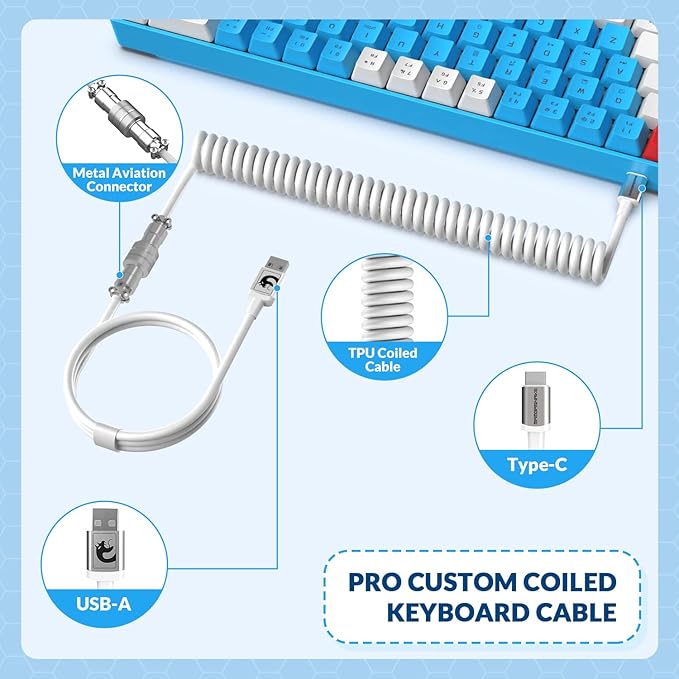 T8 60% Gaming Keyboard68 Keys Compact Mini Wired Mechanical Keyboard with 18 Chroma RGB BacklitBlue SwitchUSB C Coiled Keyboard Cablefor PCLaptopMacPS4Xbox-Blue