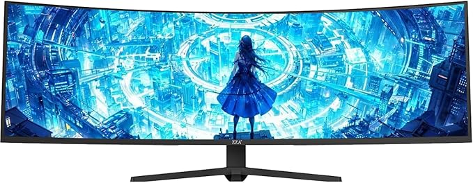 ZZA 49 Curved Gaming Monitor | 49 Inch Screen 5120x1440 Dual QHD 120Hz 1500R 32:9 Ultra-Wide AMD FreeSync 120% sRGB Height Adjustable HDMI 2.1 &amp DisplayPort VESA Mount
