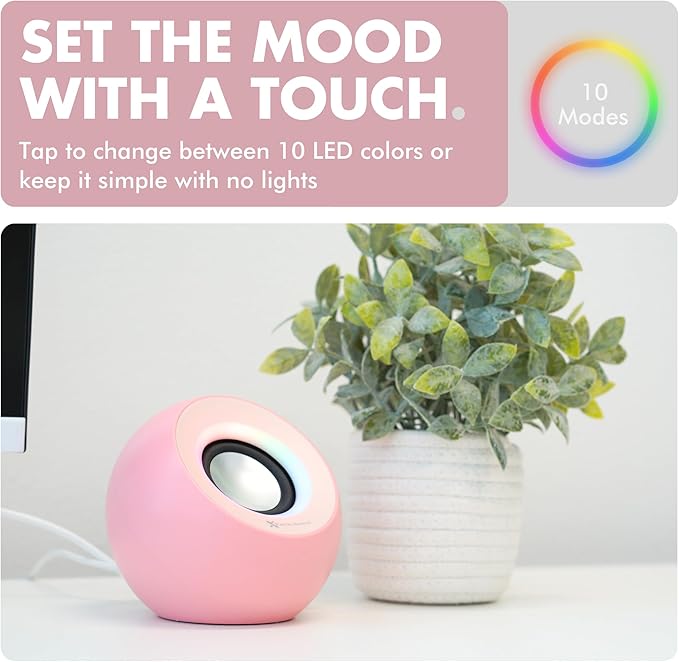 X9 Performance Pink Computer Speakers for Desktop PC with RGB Lighting Bluetooth USB and AUX - Triple Mode Connection Dual 2.25 Drivers for Work and Play Bluetooth Desktop Speakers for PC - Pink