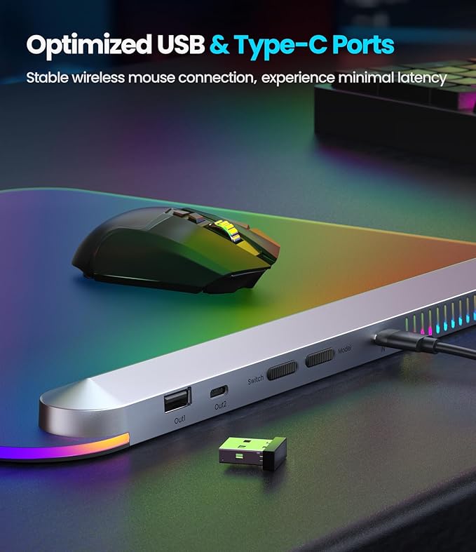 BladeHawks BX10 Fully Illuminated RGB Gaming Mouse Mat: Backlit Design - 15 Zone Chroma Lighting - USB 2.0 Port - Detachable USB Type C Cable - Micro Textured Surface - Anti Slip Base-Silver