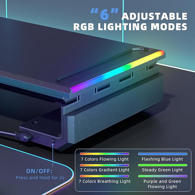 Heymaster Monitor Stand for Desk Gaming Monitor Riser with RGB Light Foldable Computer Monitor Stand Riser Desk Organizers and Accessories for Desktop Printer (Black)