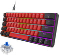 Snpurdiri 60% Wired Mechanical Gaming Keyboard LED Backlit 60 Percent Gaming Keyboard for Windows Laptop PC Mac (Black-Red Blue Switches)