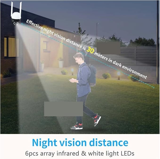 IP Camera P2P 1080P HD WiFi Color Night Vision Auto Tracking Surveillance Webcam Outdoor Security Monitor(EU PlugCamera Add 32G)