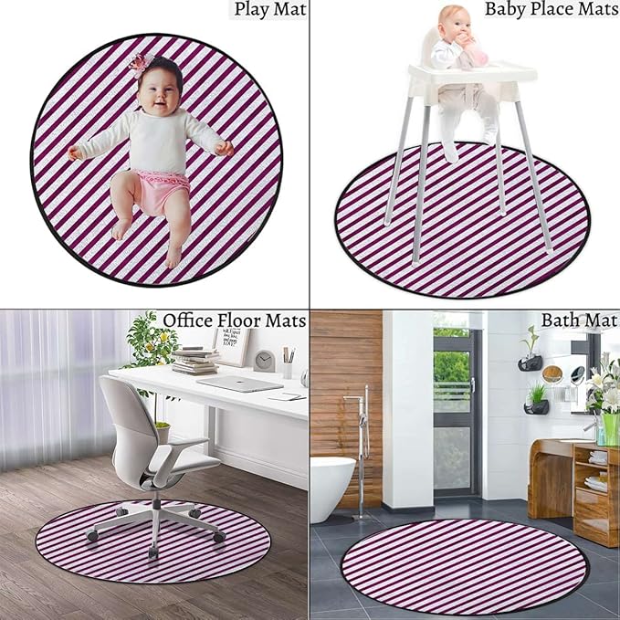 Harbour Stripe Area Rug Rug for Living Room Soft Durable Rugs Carpet for BedroomRound Rug Bicolor Stripes Medieval ContrastMulticolor Diameter 35.5 in