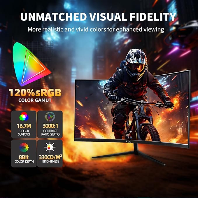 ZZA 32 Inch Curved Gaming Monitor 180/200Hz Computer MonitorFHD 1080P 1500R HDR Gaming PC Monitor FreeSync Ultra-Fast 1ms Monitor for Gamer HDMI 2.0 DisplayPort 1.4 VESA Compatible