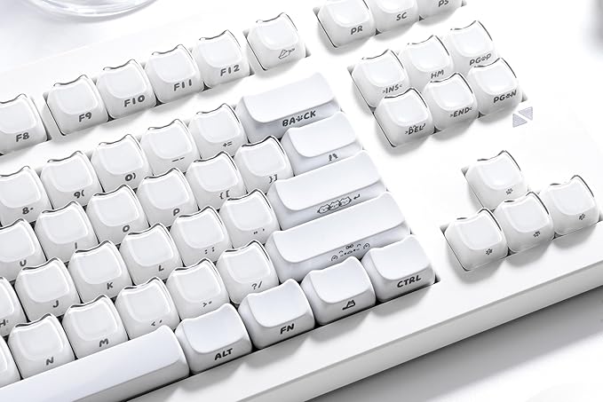ZORNHER CG870 Wireless Mechanical Keyboard80% White Gaming Keyboard Creamy KeyboardCute Jelly Cat Clear Ceramic Jade KeycapsGirly Aesthetics Kitty KeyboardCreamy Sounding Linear Switches