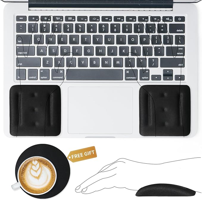 VAGAU Wrist Rests for Laptop Wrist Support for Keyboard and Mouse Ergonomic Memory Foam Wrist Pads for Laptop Office Computer Comfortable Typing Wrist Pain &amp Carpal Tunnel Relief (Black)