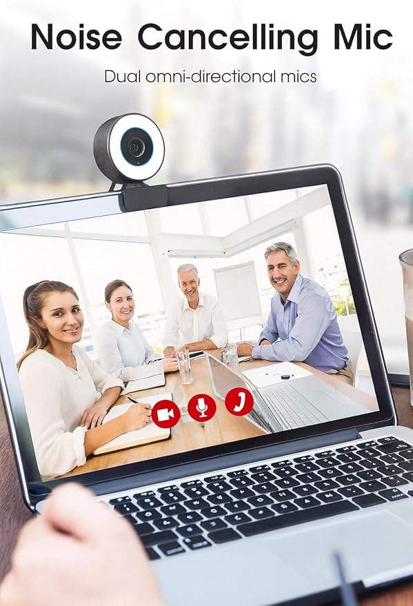PC Webcam for Streaming HD 1080P PA552 USB Pro Computer Web Camera Video Cam for Mac Windows Laptop Conferencing Gaming Webcam with Touch Screen Ring Light &amp Microphone &amp Tripod