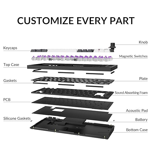Keychron Q1 HE Wireless Custom Keyboard Rapid Trigger QMK Launcher 2.4 GHz Bluetooth 5.2 with Gateron Double-Rail Magnetic Switch RGB Compatible with Mac Windows Linux (Hot-swappable)