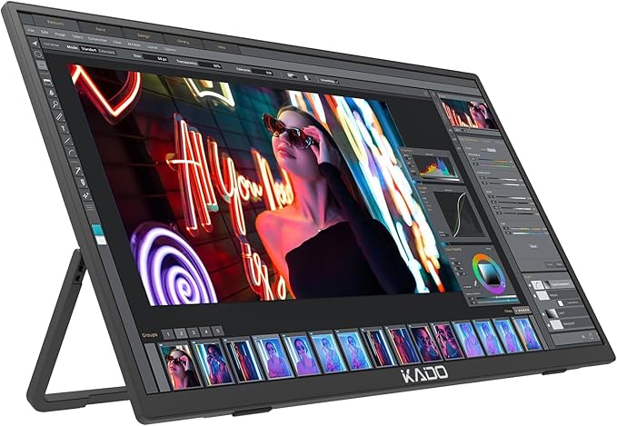 Kado Portable Monitor 15.6'' 1080p 100% sRGB USB-C HDMI Gaming Monitor Ultra-Slim Display Built-in Speakers External Monitor 180° Kickstand Wall/Arm Mount for Laptop PC Phone Mac Xbox PS4/PS5 Switch