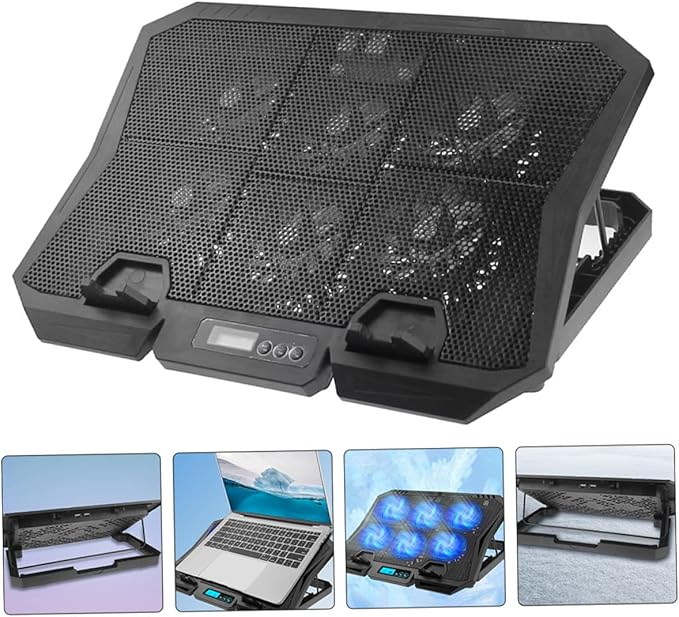 Kisangel Laptop Cooling Pad and Stand 15.6-inch with Adjustable Fan Speed Quiet USB Laptop Cooler for PC Notebook Blue LED Light Cooling Base for Home and Office Use