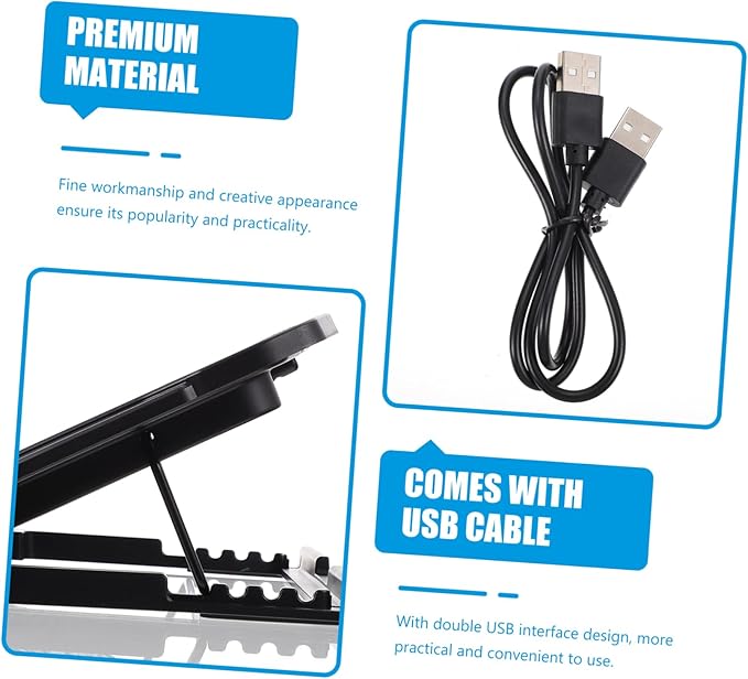NUOBESTY Laptop Cooling Stand Riser for Laptop Double USB Interface Slip Bottom Heat Dissipation Rack
