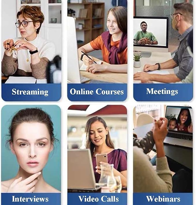 GIZNXBA Webcam for PC with Microphone &amp Three-Level Light &amp Privacy Cover USB Webcam Streaming for Desktop Computer Laptop Video Calling Studying and Conference(2k)