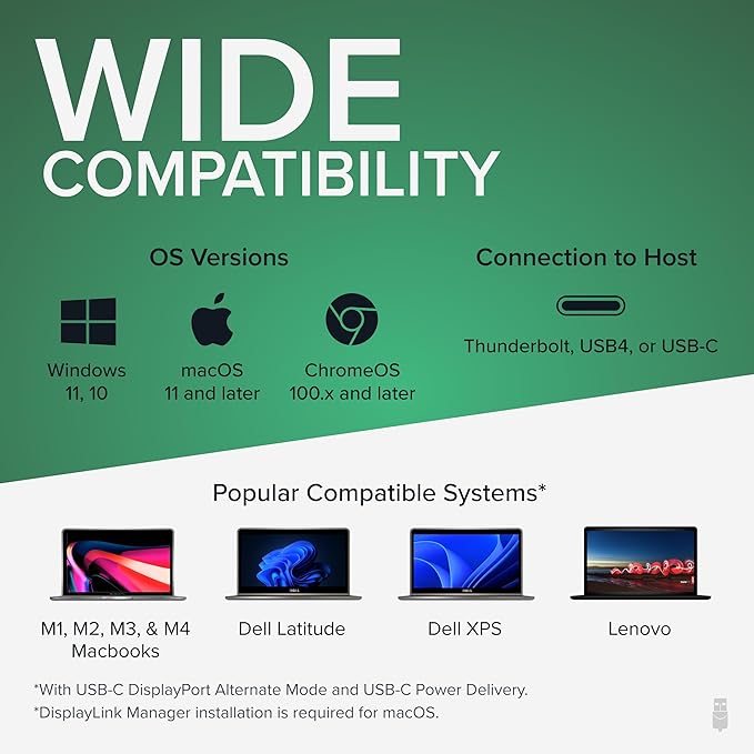 Plugable USB C Triple Display Docking Station | 100W PD 3x HDMI (1x 4K 30Hz 2x 1080p 60Hz) 6x USB 5Gbps Ports | Windows macOS ChromeOS Compatible - Enhance Productivity with Multi-Monitor Support