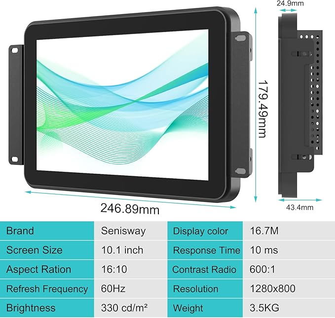 10.1 Inch Industrial Touch Monitors 10 Points Embedded Open Frame Monitor 1280 x 800 @ 60Hz TFT LCD Suitable for kiosks ATMs Vending Machines