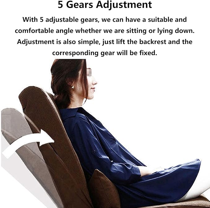 Folding Floor Gaming Chair 5-Position Adjustable Lazy Padded Sleeper Sofa Bed with Back Support Couch Recliner Floor Chair for Meditation Reading in Bedroom Liv Grey-2
