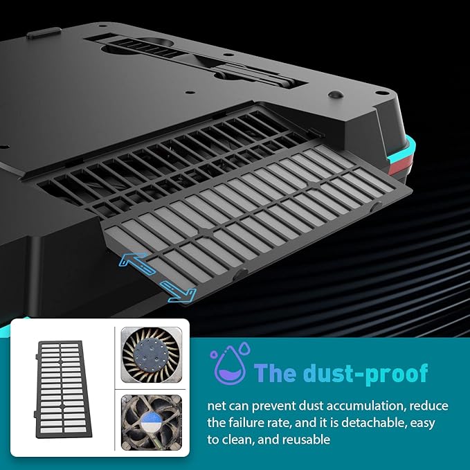 GT500 Powerful Turbo-Fan (5000 RPM) RGB Laptop Cooling Pad with Infinitely Variable SpeedSeal Foam for Rapid Cooling Gaming LaptopDust Filter for Protect Laptop13-17.3inch Laptop Cooler