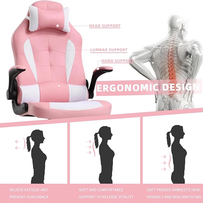 Gamer Chair Ergonomic Gaming Chairs for Adults Comfortable Desk Chair Computer Chair Computer Chairs Video Game Chair for Adults Chair Gaming with Lumbar Support and Headrest