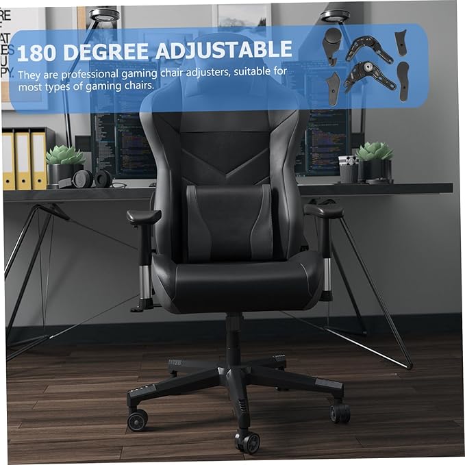 6 Pcs E Sports Chair Angle Regulators Multi Angle Adjusters for Gaming Chairs Backrest Plastic and Iron Black Parts
