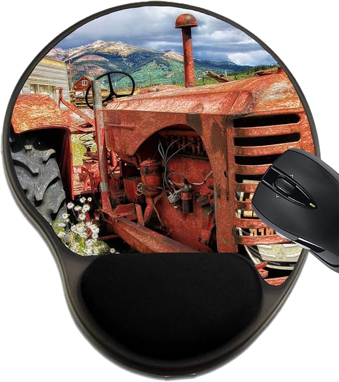 MSD Mousepad Wrist Rest Protected Mouse Pads/Mat with Wrist Support Design for Tractor Farm Agriculture Old Rural Equipment Wheel Field Agricultural Farmi