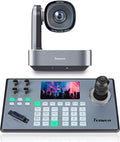 Tenveo 4K PTZ Camera and Controller Bundle 20X Zoom AI Auto-Tracking HDMI/USB3.0/LAN/PoE 4K PTZ Camera and PTZ Controller 5 LCD 4D Joystick NDI Controller Kit for Live Streaming