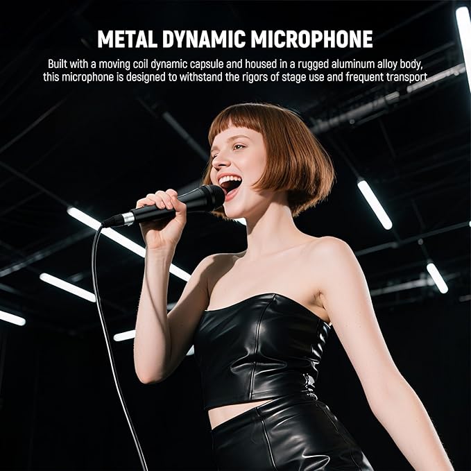 NEEWER NW-040 Cardioid Dynamic Microphone with XLR Cable Rigid Metal Shell Cleaning Cloth Unidirectional Pickup Mic for Musical Instruments Voice Public Speech Podcast Singing PC Gaming Streaming