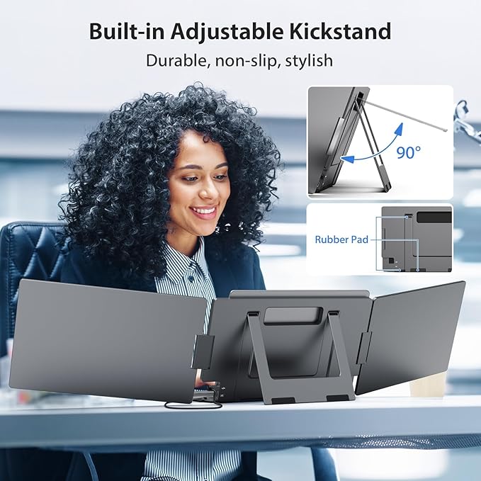 KYY Laptop Screen Extender 14'' FHD 1080P USB-C Portable Monitor IPS Computer Monitor Dual Monitor for Triple Screen for 12-16 Laptop (Mac Wins Android) Driver Need