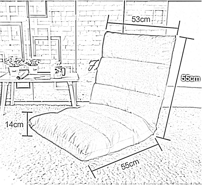 ELEFOCUS Folding Floor Chair Foldable 6-Speed Adjustment Single Small Sofa Easy to Remove and Wash Computer Chair(Green)