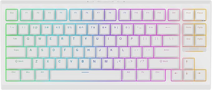 EPOMAKER G84 80% RGB Gaming Mechanical Keyboard 2.4GHz/ Type-C/BT Wireless Keyboard QMK/VIA Programmable Hot-Swappable NKRO with Shine Through PBT Keycaps for Gamers (White Creamy Jade Switch)