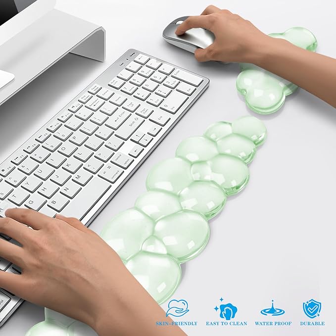 Gel Cloud Keyboard and Mouse Wrist Rest Cute Wrist Support and Arm Support Keyboard Rest for Keyboard and Mouse Typing Pain ReliefSuitable for Office/Computer/Laptop/Gaming （Green）