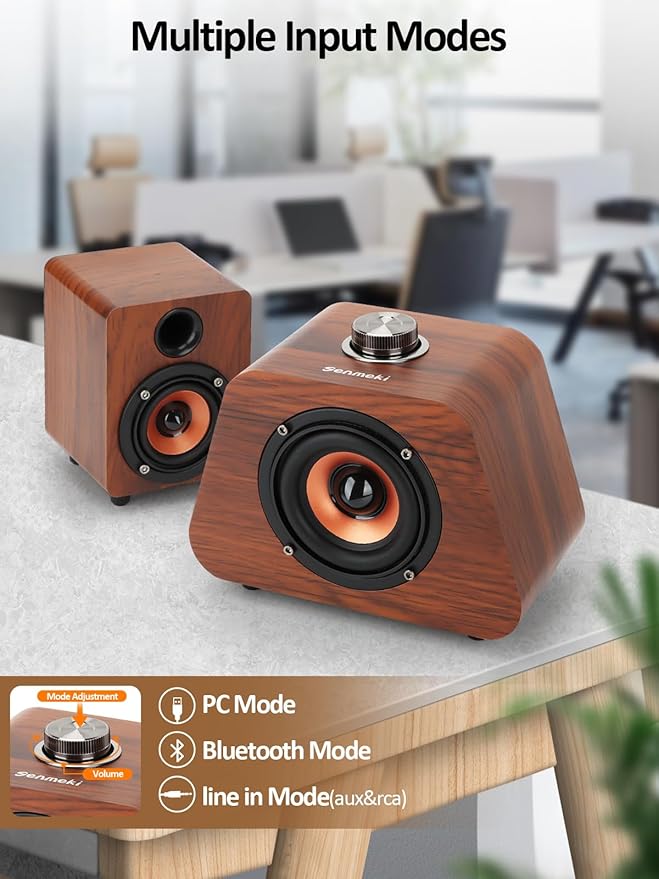 Computer Speakers Mini PC Speaker with subwoofer2.1 USB Powered Desktop Speakers Bluetooth 5.0 and RCA Input pc Speakers for Desktop Laptops Phonograph Phones Tablets(K02)