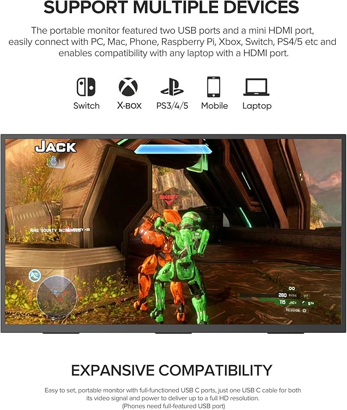 UPERFECT 24 120Hz QLED Portable Touchscreen Monitor 1080P 125% sRGB 400Nits w/Stand &amp VESA HDMI USB-C Travel Monitor for Laptop/Gaming Devices/Phone/Mini PC External Second Screen for Gaming &a