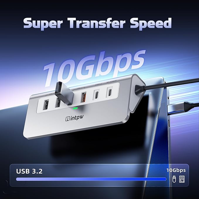 P9 PRO USB C Hub 10Gbps 9-in-1 USB C Docking Station with 4K@60Hz HDMI Type-C &amp 2 Type-A 3.2 2 USB-A 2.0 PD 100W SD/TF PortAluminum USB Hub for Laptop iPhone 17 Series MacBook Air/Pro