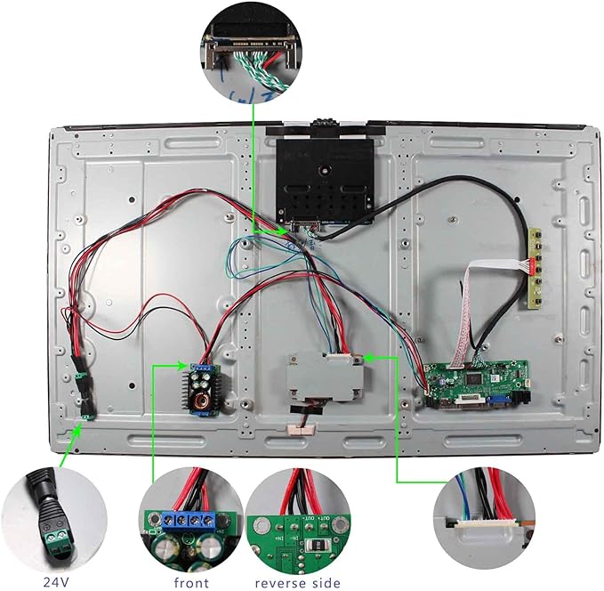 VGA DVI Audio LVDs Controller Board for 42 inch 1920x1080 LC420EUN-SDF1 IPS 51pins WLED LCD Large Screenwith 24V to 12V DC Power Converter Board