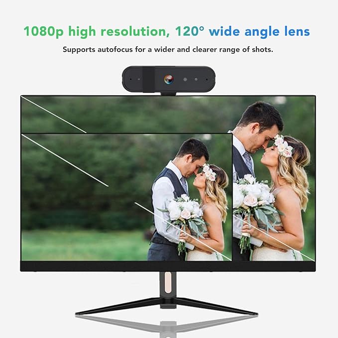 Facial Recognition Webcam1080P HD Webcam with Autofocus 120 Degree Wide Angle &amp Private Cover Plug and Play USB PC Webcam PC Camera for Windows 10 11 Desktop Depisutaaktcy0poed