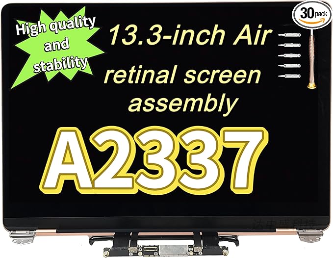 Replacement for Air 13 M1 2020 A2337 EMC 3598 MGN63 MGN93 MGND3 MGN73 MGNA3 MGNE3 13.3 inches 2560x1600 Full LCD Screen Complete Top Assembly (Gray)