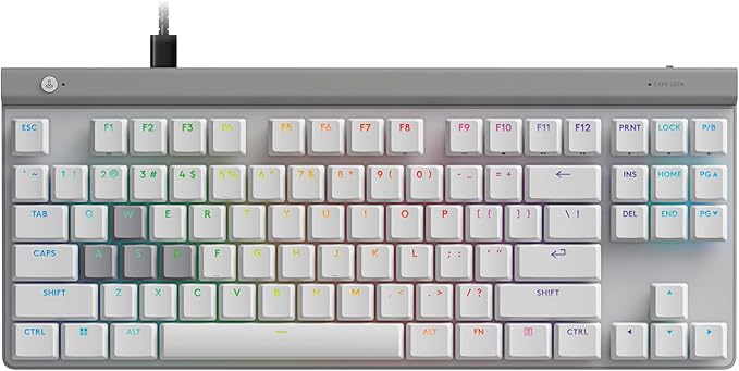 Logitech G515 Rapid TKL Low-Profile Wired Gaming Keyboard Fully Customizable PC Gaming Keyboard with Analog Low-Profile Switches Rapid Trigger Ultra-Slim for USB-A Port - White