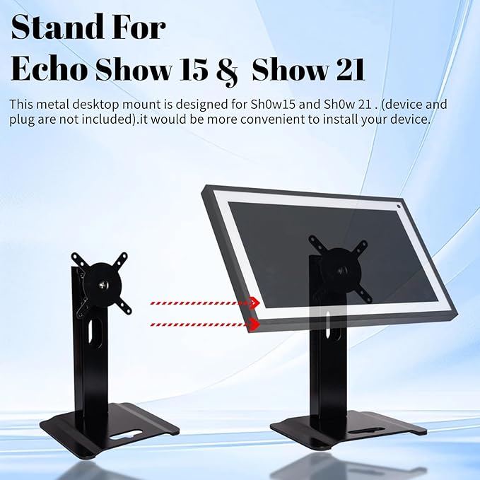 Swivel and Tilt Metal Stand for Echo Show 15 (Gen 1 Gen 2) and Show 21 Adjustable(-58°/+58°) with 360° Rotatable Wall Mounting Holder for Monitor Full Motion 13-27Black