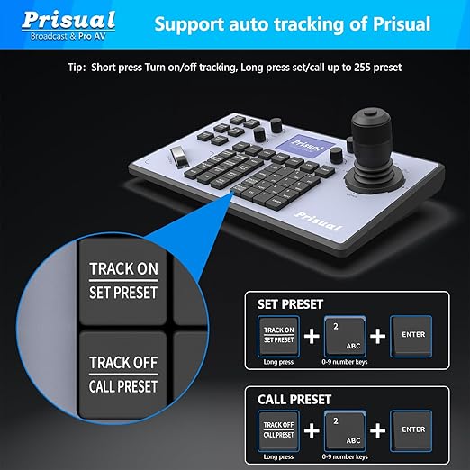 Prisual NDI PTZ Camera System Gen 5 30X Optical Zoom NDI 6 &amp NDI HX3 Certified AI Auto Tracking PoE HDMI Bundle PTZ for Church WorshipNDI PTZ Controller (NDI PTZ Bundle TEM-30N PRO+TEM-JOY1)