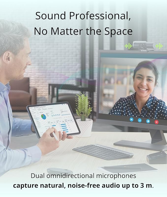 AVerMedia PW515 4K Ultra HD Business Webcam with Microphone for PC/Desktop/Laptop/Mac with AI Auto Framing for Streaming Meeting Video Calls Sony Sensor Works with Teams Zoom Google Meet OBS