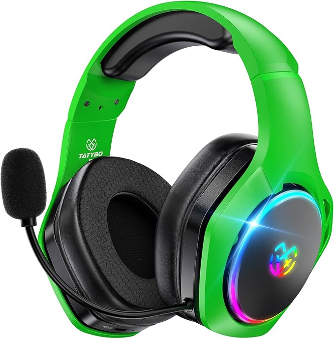 Tatybo Wireless Gaming Headsets for Ps5 Ps4 PC 40H+ Hrs 2.4GHz WiFi Mode &amp Bluetooth 5.3 Wireless Headset