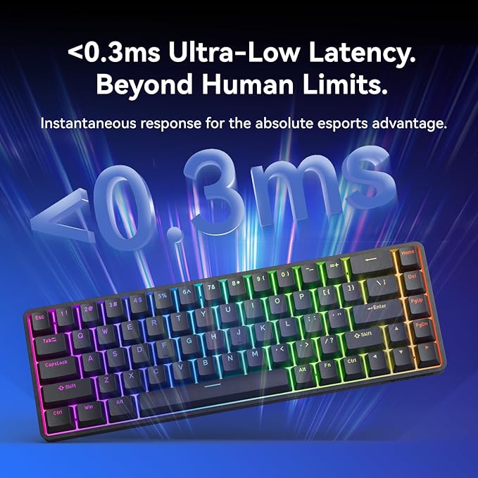 DIERYA DK68-C 60% Gaming HE Keyboard Magnetic Switch Hot Swappable Rapid Trigger Adjustable Actuation 8000Hz Polling Rate RGB Backlit Compact 68 Keys for Windows PC Wired Black