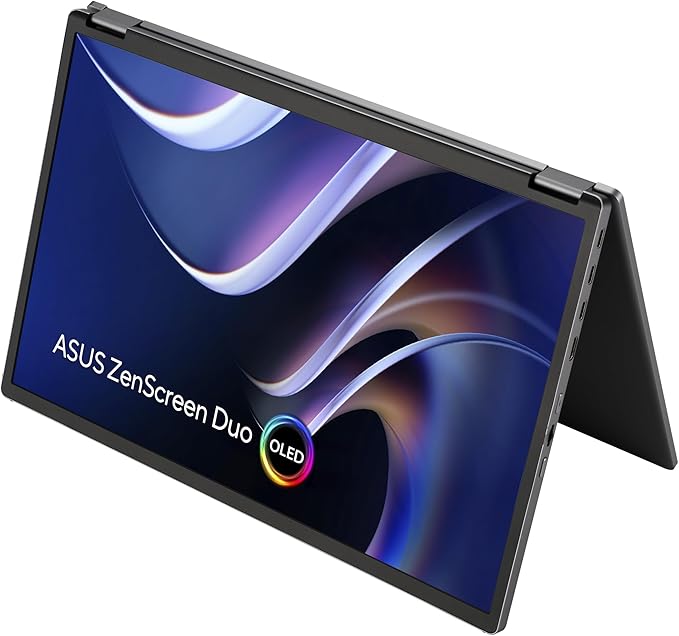 ASUS ZenScreen Duo OLED 360° Foldable Portable Monitor (MQ149CD) - Dual 14-inch 16:10 1920x1200 DisplayHDR400 True Black 100% DCI-P3 Delta&lt2 Dual USB-C Mini-HDMI Kickstand 3 yr Warranty