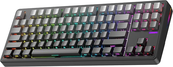 Linky 87 Wireless Mechanical KeyboardTri-Mode BT5.0/2.4GHz/USB-C Hot Swappable Custom Keyboard Linear SwitchesRGB Backlit Computer Gaming Keyboards for PC/Tablet/PS/Xbox(Black)