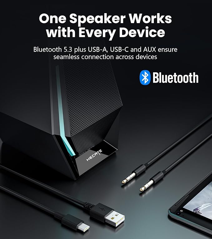 Edifier G1500 MAX 2.1 Gaming Speakers - 60W Peak Power with 4 Subwoofer &amp 2.5 Satellite Speakers Bluetooth 5.3 &amp Multi-Wired Connections 10 RGB Light Effects 3 Sound Modes for PC/PS5/Xbox