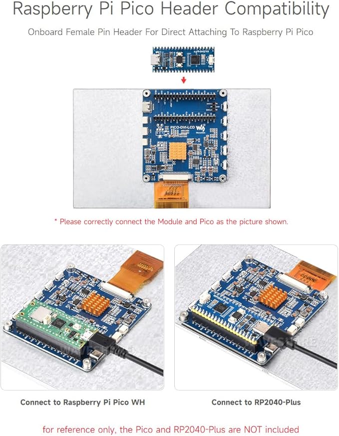 Waveshare 7inch DVI Display Module for Raspberry Pi Pico IPS Panel 1024×600 Pixel DVI Interface Communication