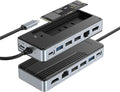 Yottamaster USB C Hub with 4TB M.2 NVMe SSD Enclosure 8 Ports USB C HUB Adapter 10Gbps USB 3.2 Gen2 4K@60Hz HDMI 100W PD Ethernet for Windows Mac [Diskless] - YM28PR
